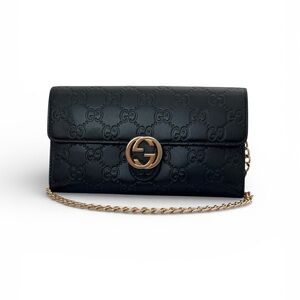 Authentic Gucci Guccissima Continental wallet black gold